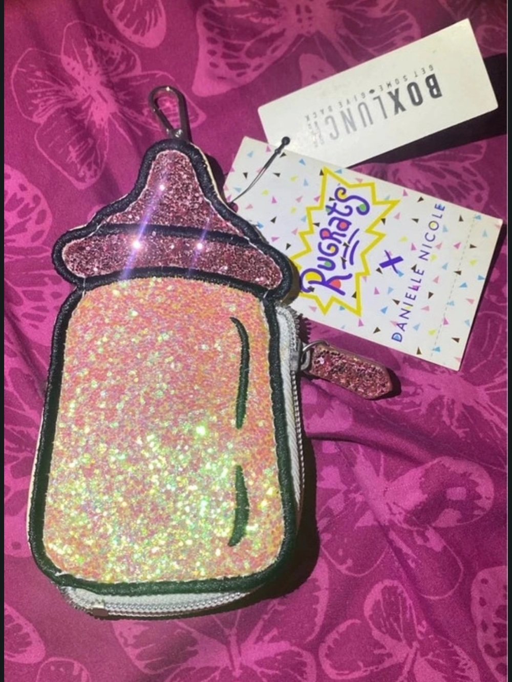 Rare Danielle Nicole Rugrats Baby Bottle Coin Purse Bag Charm Nickelodeon
